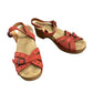 Dansko Sissy Sandals Wedge Open Toe Red Ankle Strap Clog Leather Platform 38