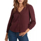 Marine Layer Colette Button Up Top Blouse Long Sleeve Maroon Burgundy Gauze S