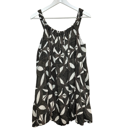 Athropologie Tiered Gauze Bubble Hem Mini Dress Brown Pattern Medium