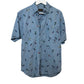 Vintage 90s Eddie Bauer Short Sleeve Button Down Shirt Fishing Print Chambray Small