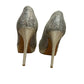 Jimmy Choo Dahlia Peep Toe Platform Pumps Silver Champagne Glitter Fabric