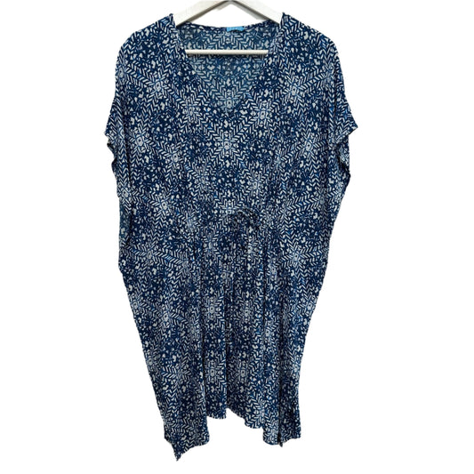 J. McLaughlin Sora Tunic Cover Up Caftan Blue Pattern Blouse XS/S