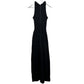 Vintage 70s Knit Maxi Dress High Neck Halter Crochet Wool Blend