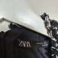 Zara Tweed Pinafore Jumpsuit Romper Black Pink XS