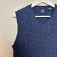 Vintage 90s Gap Cable Knit Sweater Vest Navy Blue 100% Lambswool Small