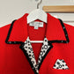 Vintage St. John Collection by Marie Gray Skirt Suit Blazer Red Orange Leopard