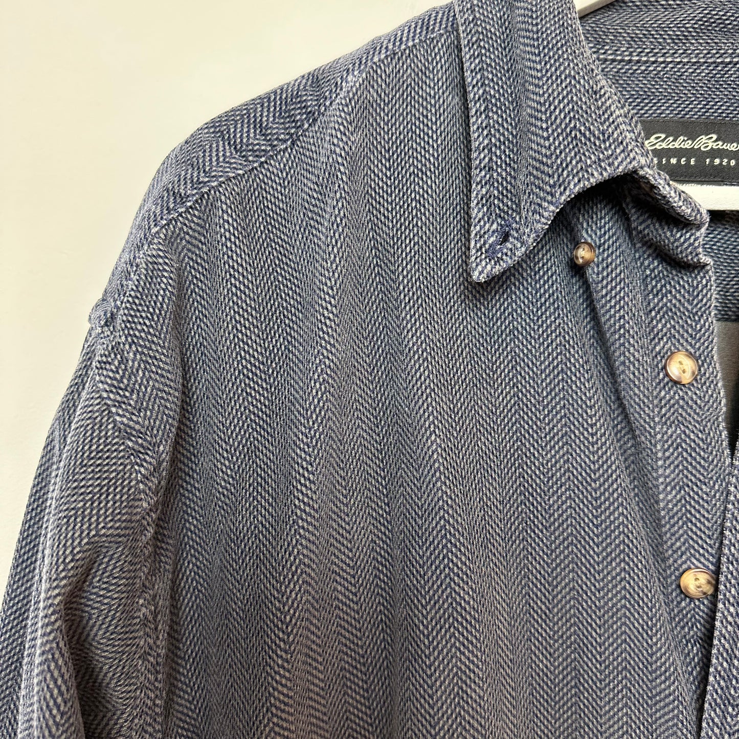 Eddie Bauer Corduroy Long Sleeve Collared Shirt Shacket Blue Patterned Cotton XL