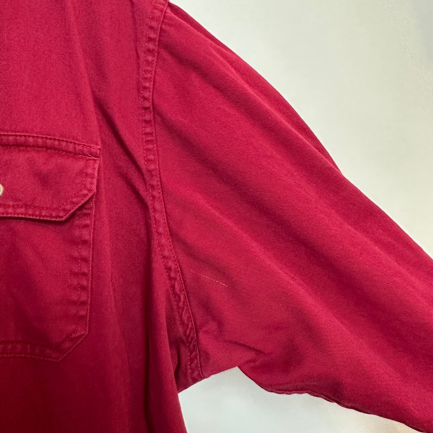 Vintage Wrangler Red Button Down Collared Work Shirt Shacket Cotton XL