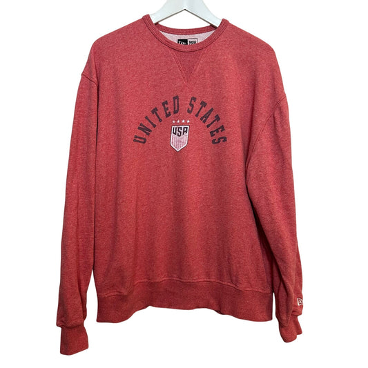 New Era Team USA United States of America Sweatshirt Red Crewneck Soccer Cotton