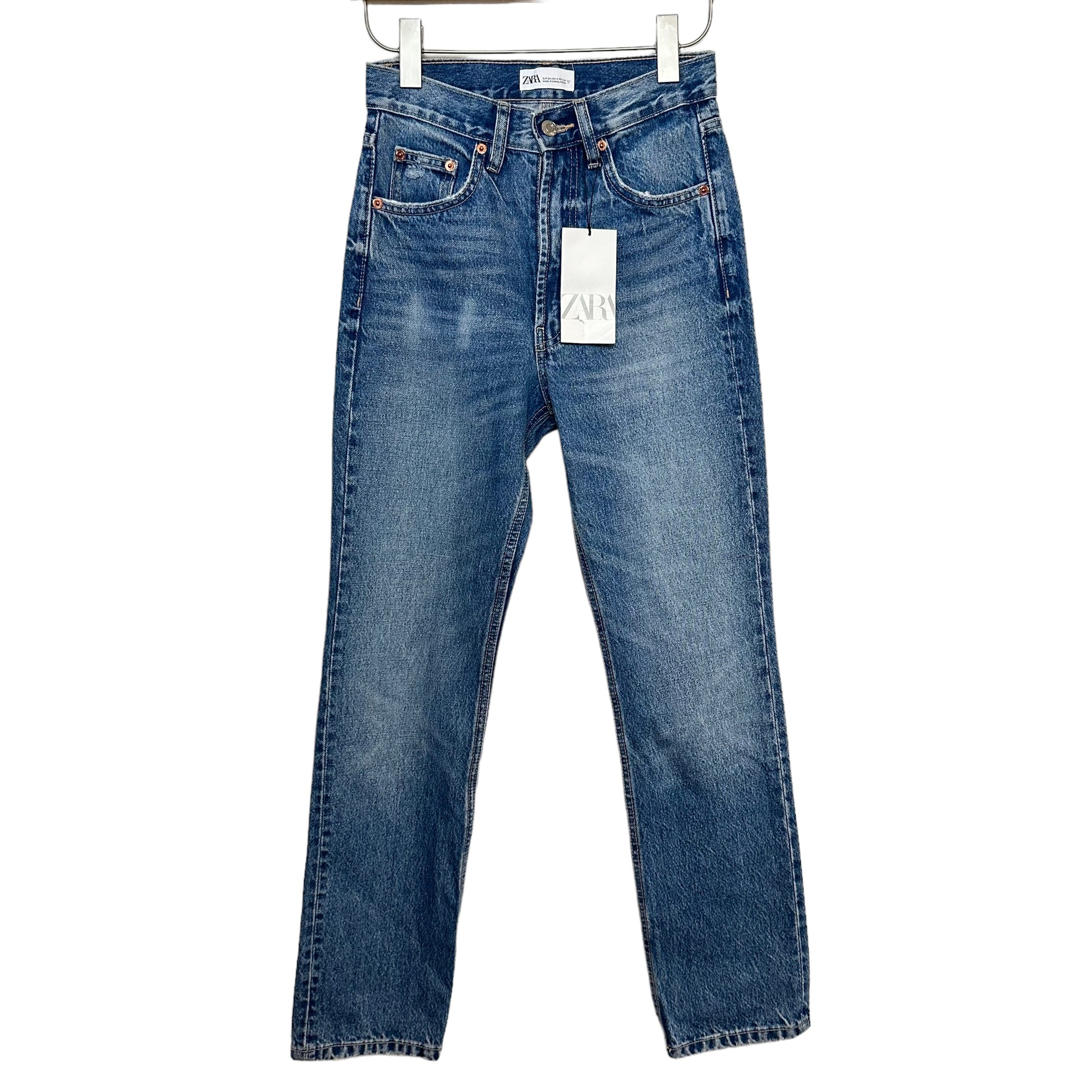 New with Tags Zara High Rise Straight Jeans Denim Cotton 2
