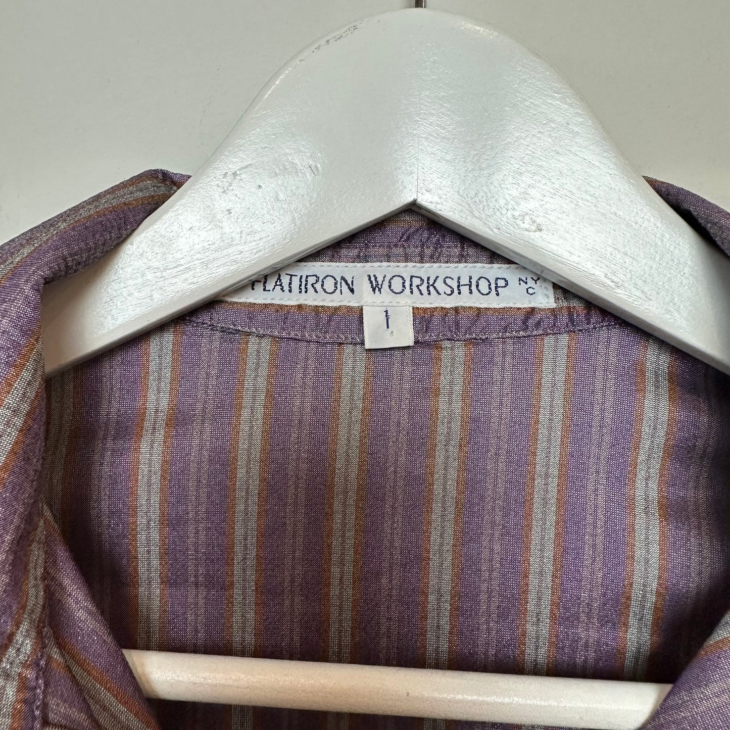 Y2K Vintage Flatiron Workshop metallic Cropped Long Sleeve Button Down Collared Shirt Striped Small