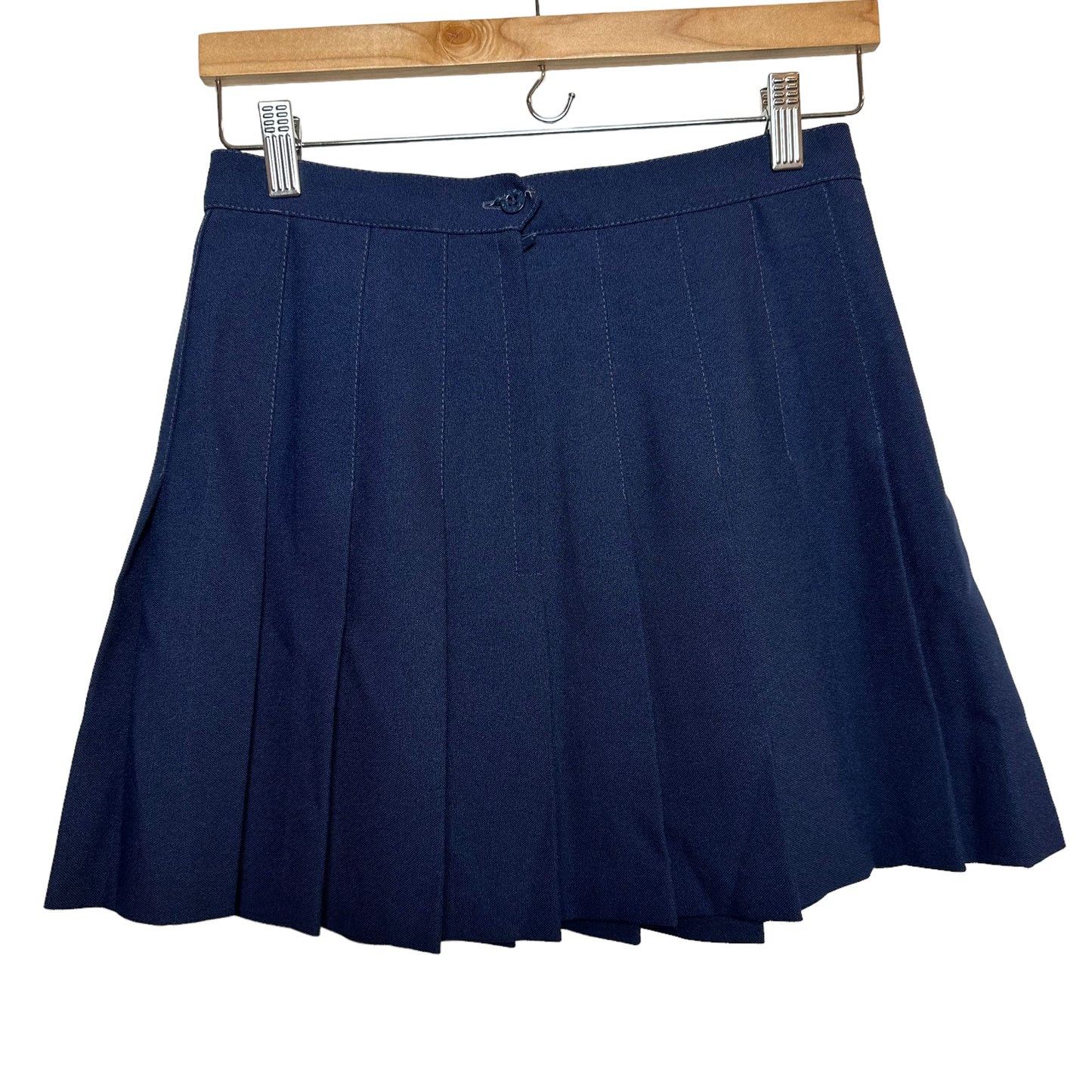 Vintage Head Pleated Mini Skirt Navy Blue 27
