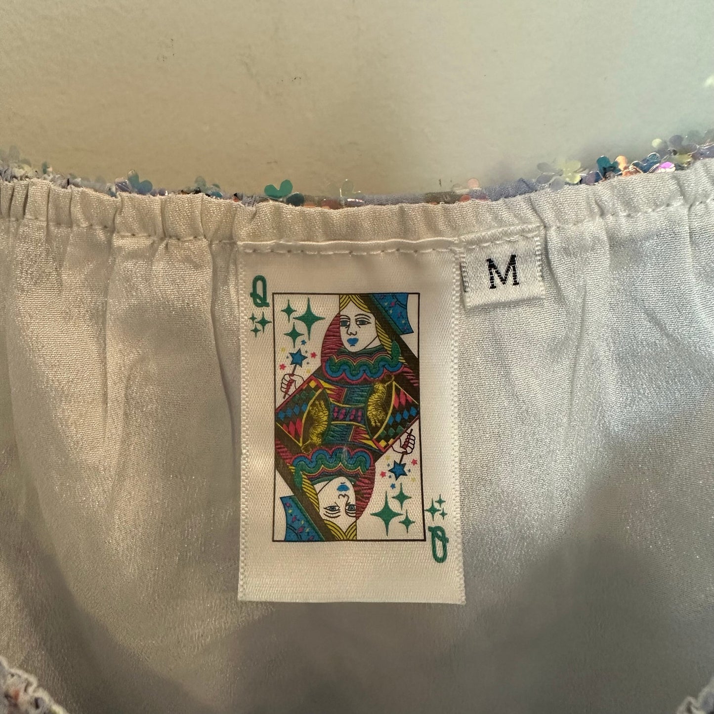 Queen of Sparkles Floral Sequin Feather Tank Purple Top Flower Glitter Medium