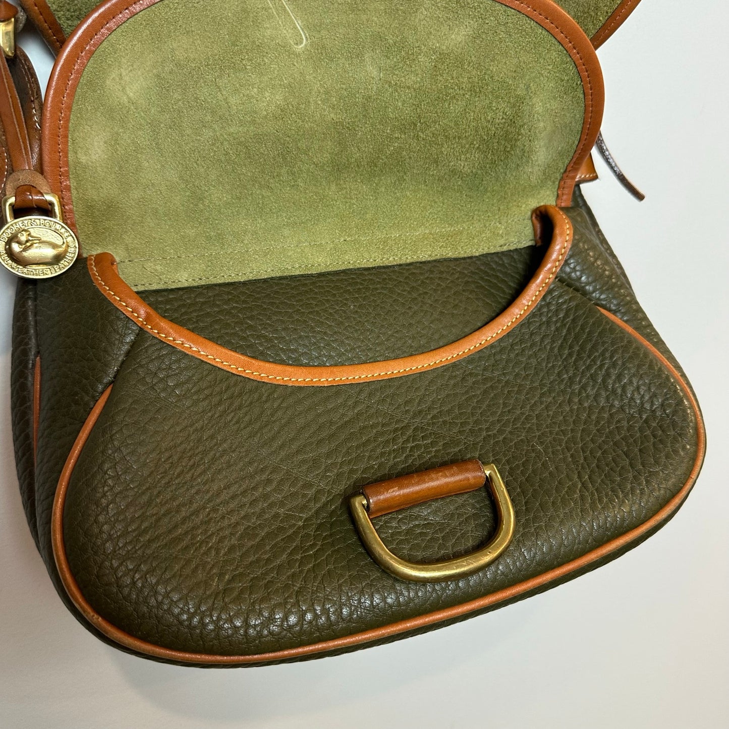 Vintage Dooney and Bourke Horseshoe Bag Crossbody Green All Weather Leather