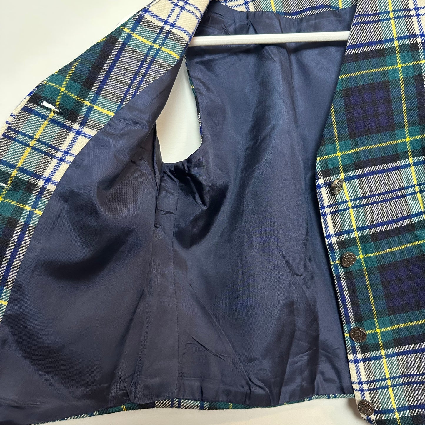 Vintage Plaid Wool Vest Suit Navy Blue Green Scott The Kilt Maker