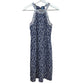J. McLaughlin Ellin Halter Dress Catalina Cloth Blue White Geometric Print Small