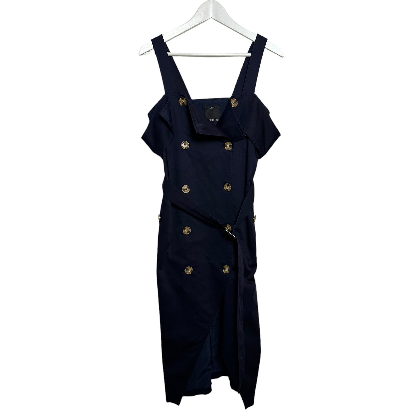 C/MEO Collective Framework Dress Navy Blue Midi Double Breasted Trench Small