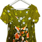Vintage 60s Ui-Maikai Hawaiian Dress Maxi Hibiscus Green Orange Floral Small