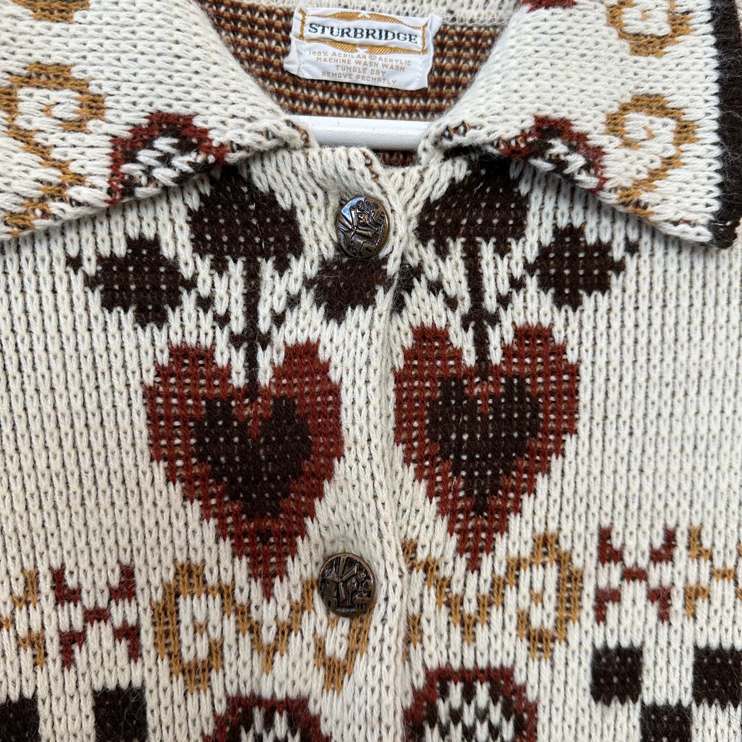 Vintage 70s Sturbridge Knit Poncho Cape Button Down Collared Coatigan Cardigan