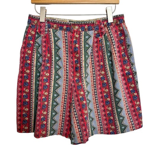 Vintage 90s Essentials Shorts High Rise Geometric Floral Patterned 14