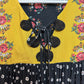 Farm Rio Intarsia Top Long Sleeve Blouse Floral Yellow Black Peasant Boho Small