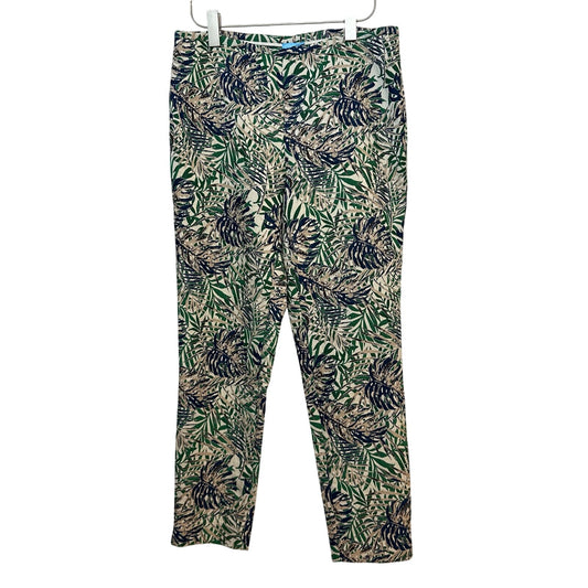 J. McLaughlin Margot Pants Botanical Tapestry Jacquard Green Blue Trouser 10