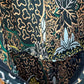 Vintage 60s 70s City Scene Maxi Dress Abstract Floral Boho Long Sleeve Medium