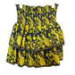La Plage Mini Skirt Smocked Tiered Cotton Navy Blue Bird Floral XS