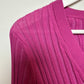 Vince Ribbed V-Neck Cardigan Pink Rosea Ribbed Knit Small