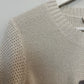 Tory Burch Logo Sweater Crewneck Cream Silver Long Sleeve Knit Medium