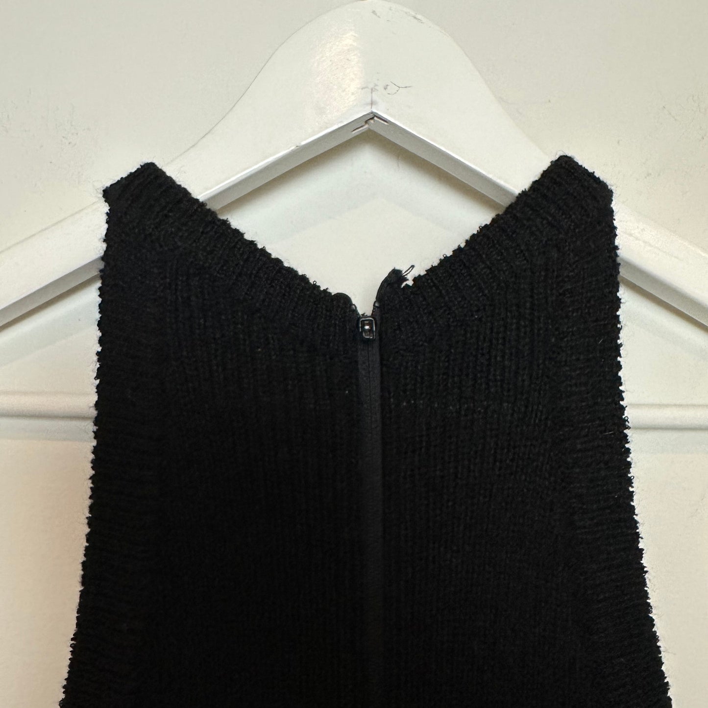 Vintage 70s Knit Maxi Dress High Neck Halter Crochet Wool Blend
