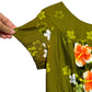 Vintage 60s Ui-Maikai Hawaiian Dress Maxi Hibiscus Green Orange Floral Small