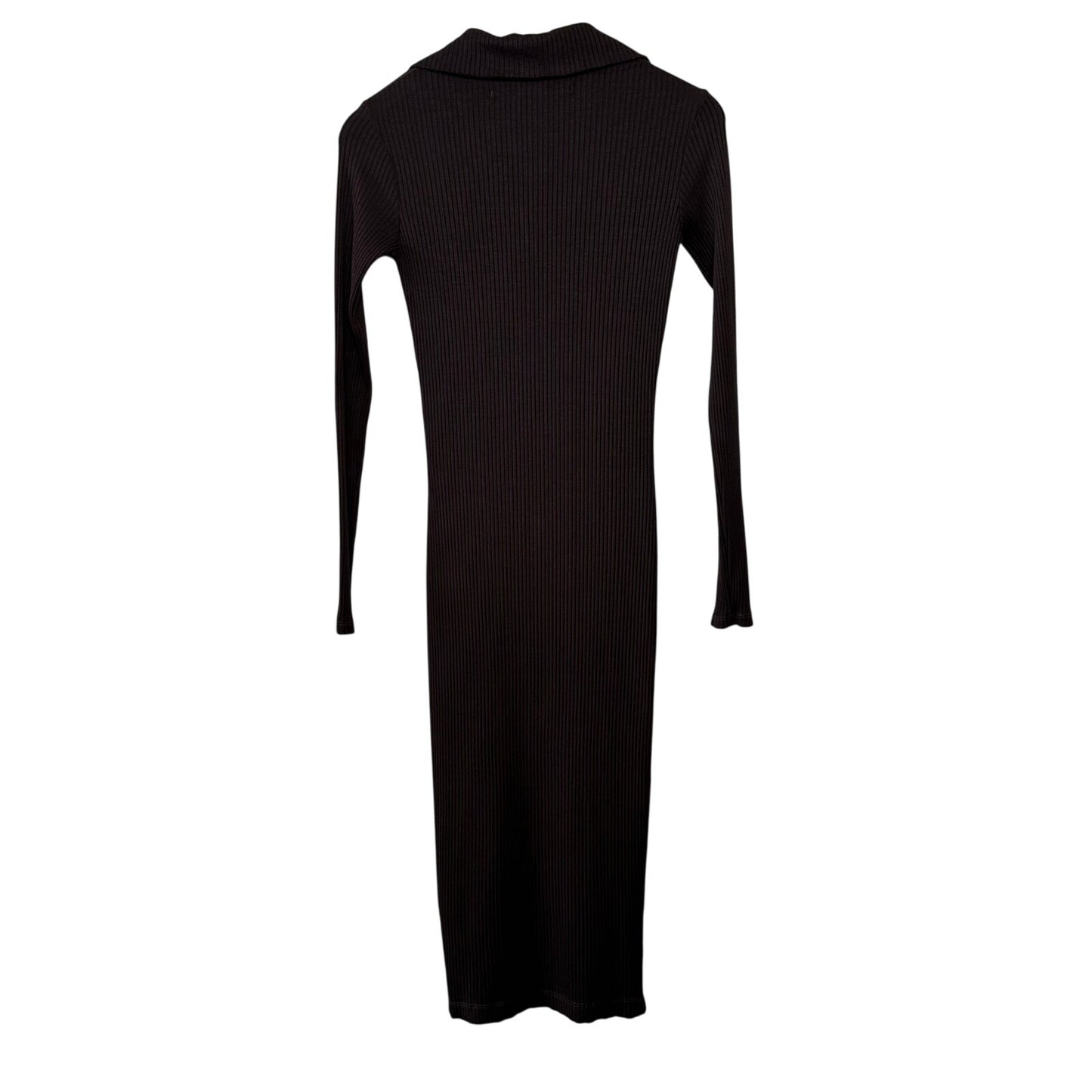 Enza Costa Ribbed Knit Polo DressCollared Mini Long Sleeve Brown Bodycon XS