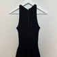 Vintage 70s Knit Maxi Dress High Neck Halter Crochet Wool Blend