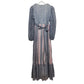 Vintage 70s Candi Jones Smocked Floral Maxi Dress Blue Red White Cottage 9