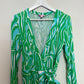 Lilly Pulitzer Meridan Wrap Dress Blue Green Swirl 3/4 Length Sleeves Small