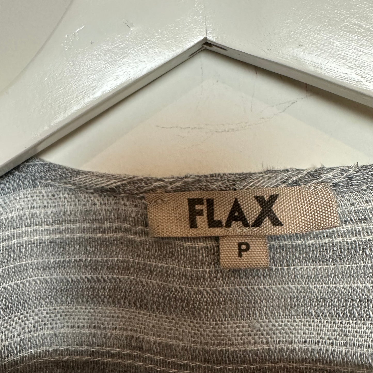 Flax 100% linen Top Striped Gray Long Sleeve Small Petite