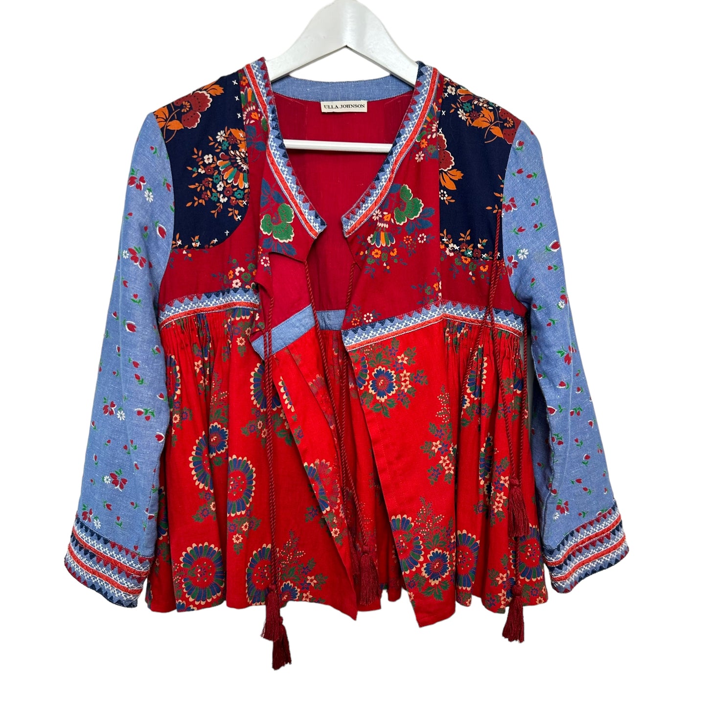 Ulla Johnson Vashti Patchwork Embroidered Wrap Top Blouse Jacket 4