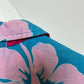Vintage Resort Line Hawaii Shirt Floral Pink Blue Tropical Short Sleeve Button Up