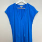 Boden Millie Pom Cotton Dress Blue Short Sleeve Knee Length V Neck 14L