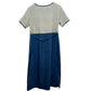 Vintage 90s Teddi Denim Dress Maxi Mixed Media Color Block Floral Boho Medium