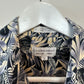 Short Sleeve Button Down Collared Shirt Tropical Print Elephants Cotton Large