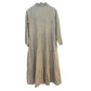 LJC Designs 100% Linen Jac Shirt Dress Midi Maxi Long Sleeves Beige XS