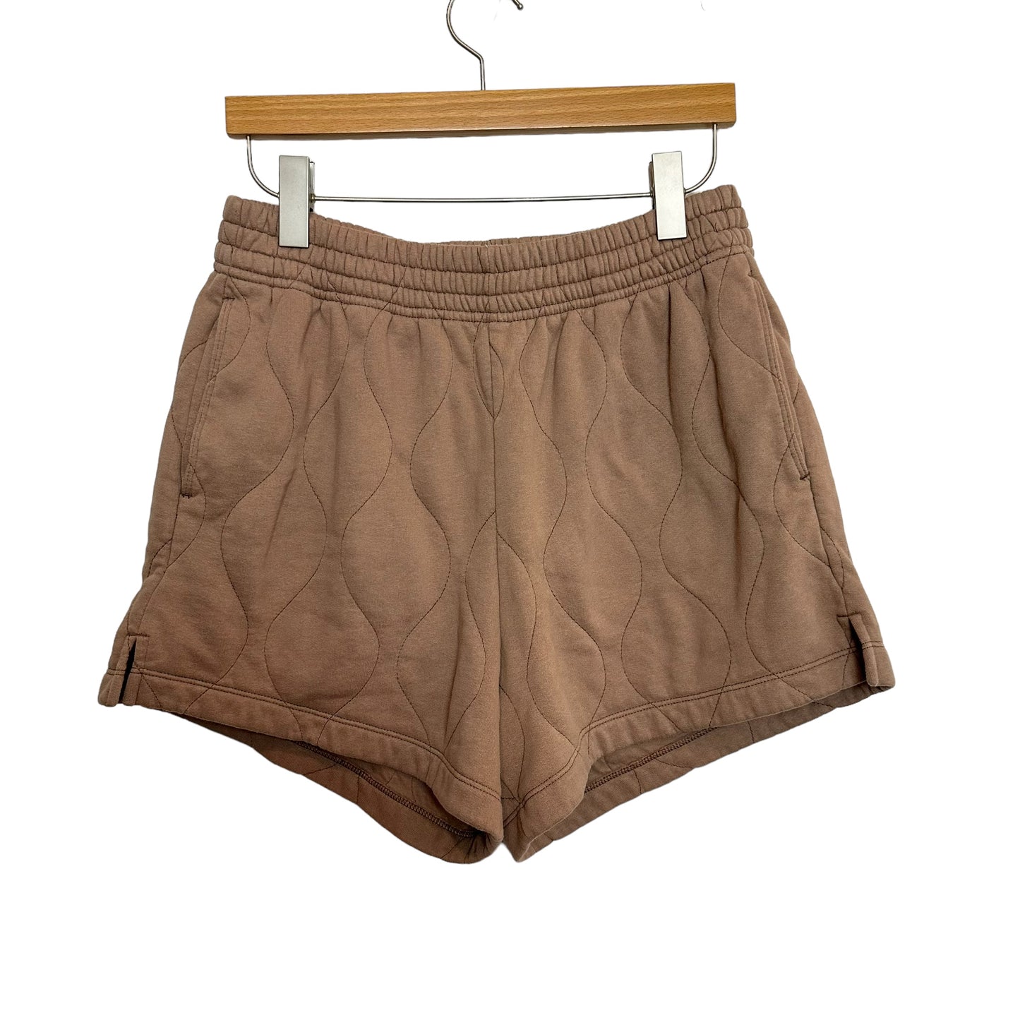 Abercrombie & Fitch High Rise Quilted Lounge Shorts Sweat Brown Tan Large