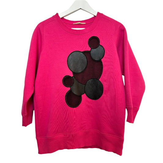 Christopher Kane Molecules Sweatshirt Hot Pink Black Leather Pullover Crewneck Medium