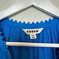 Boden Millie Pom Cotton Dress Blue Short Sleeve Knee Length V Neck 14L