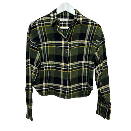 Rag & Bone Iris Plaid Flannel Shirt Black Green Collared Button Up XS