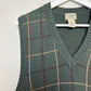 Vintage L.L. Bean Forest Green Plaid Sweater Vest Cotton Large