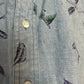 Vintage 90s Eddie Bauer Short Sleeve Button Down Shirt Fishing Print Chambray Small