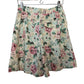 Vintage 80s 90s Leslie Fay Sport High Rise Floral Trouser Long Shorts Cotton Linen 8